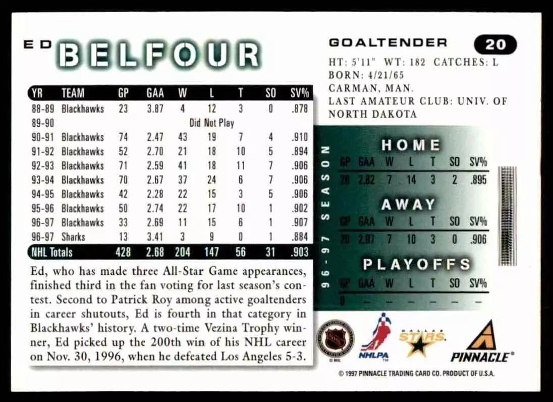 1997-98 Score #20 Ed Belfour 1