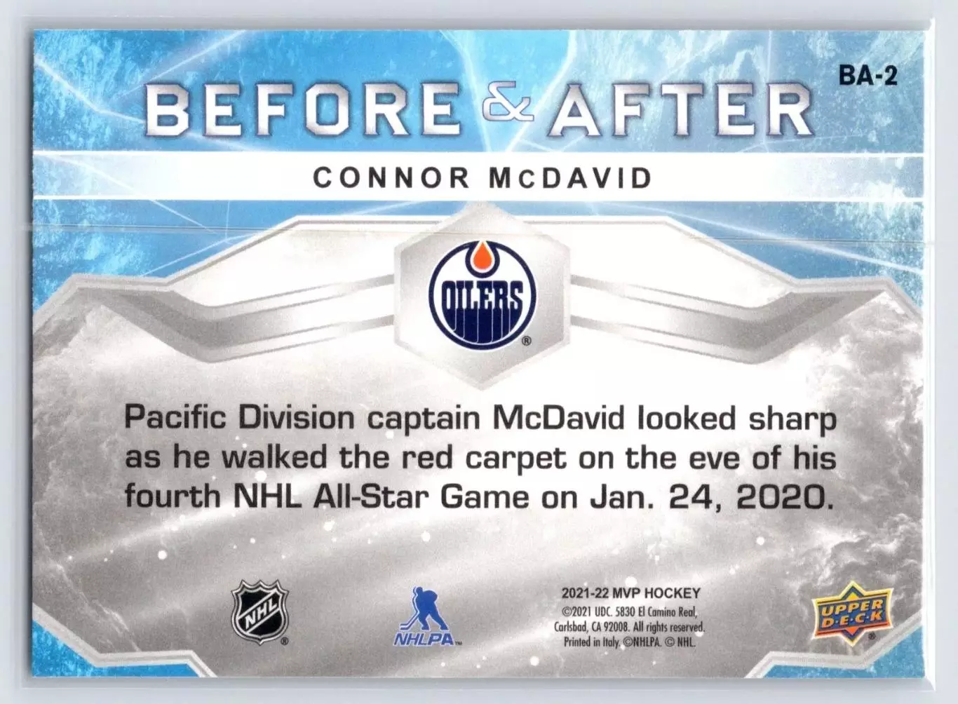 2021-22 Upper Deck MVP Before and After #BA2 Connor McDavid 1