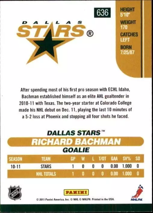 2010-11 Score #636 Richard Bachman RC 1