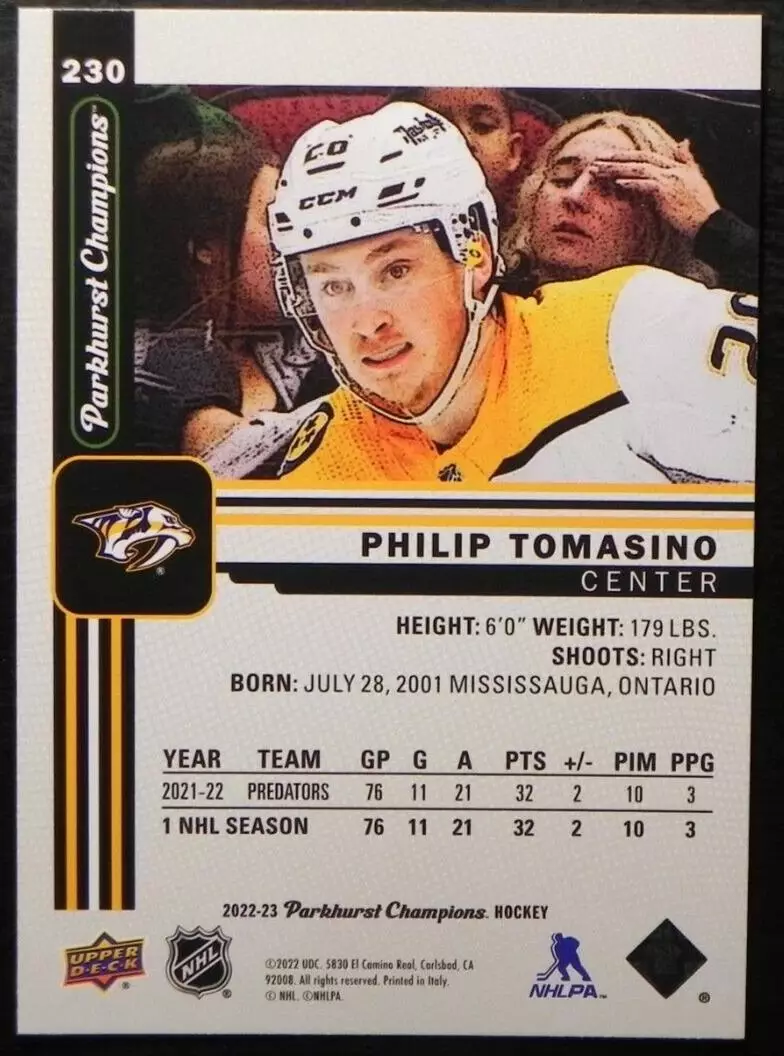 2022-23 Parkhurst Champions #230 Philip Tomasino 1