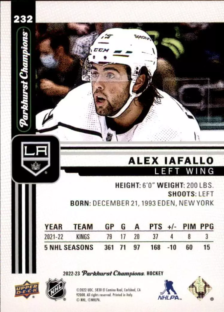 2022-23 Parkhurst Champions #232 Alex Iafallo 1