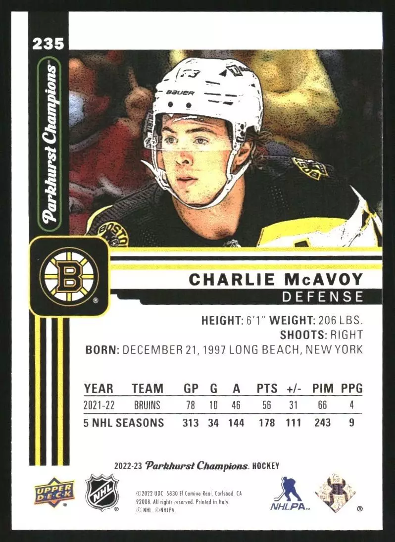 2022-23 Parkhurst Champions #235 Charlie McAvoy 1