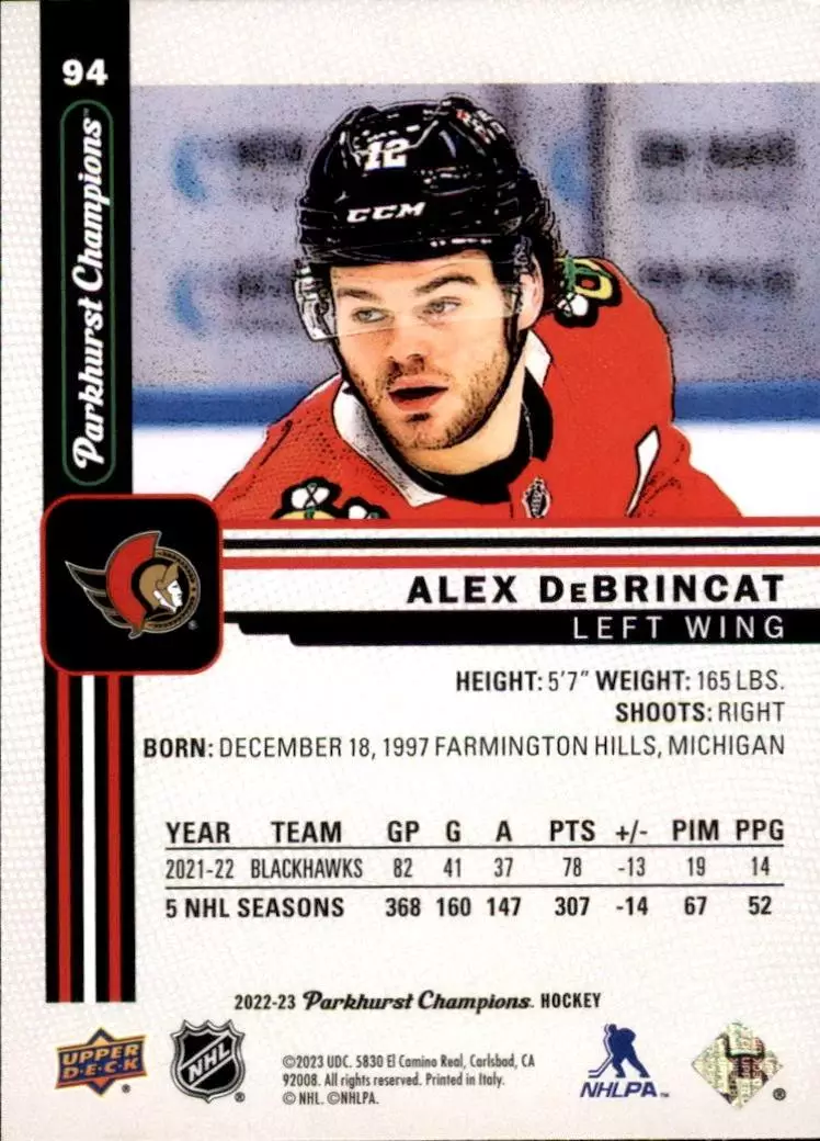 2022-23 Parkhurst Champions #94 Alex DeBrincat 1