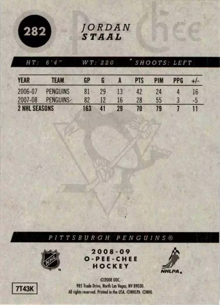 2008-09 O-Pee-Chee #282 Jordan Staal 1