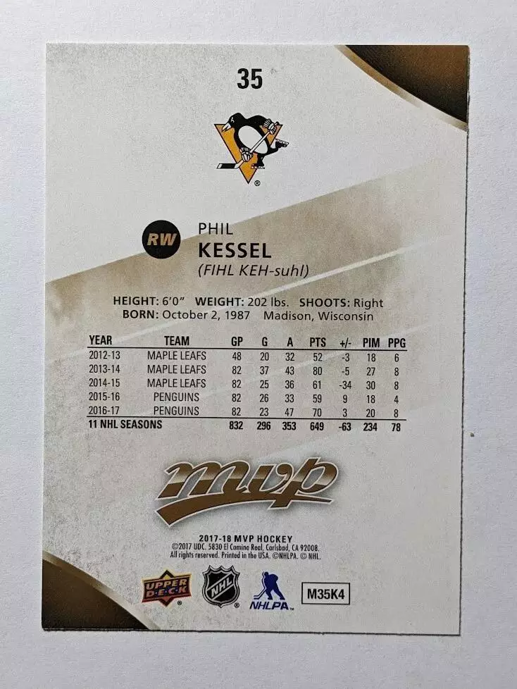 2017-18 Upper Deck MVP #35 Phil Kessel 1
