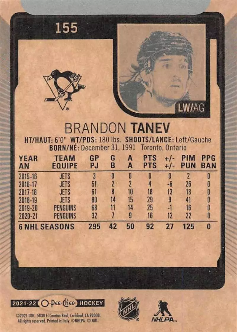 2021-22 O-Pee-Chee #155 Brandon Tanev 1