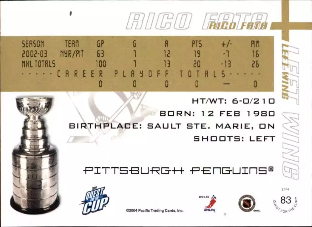 2003-04 Pacific Quest for the Cup #83 Rico Fata 1