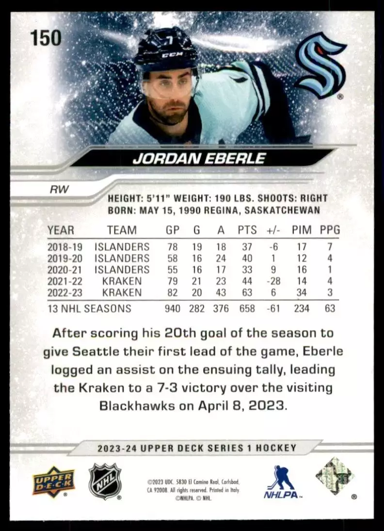 2023-24 Upper Deck #150 Jordan Eberle 1