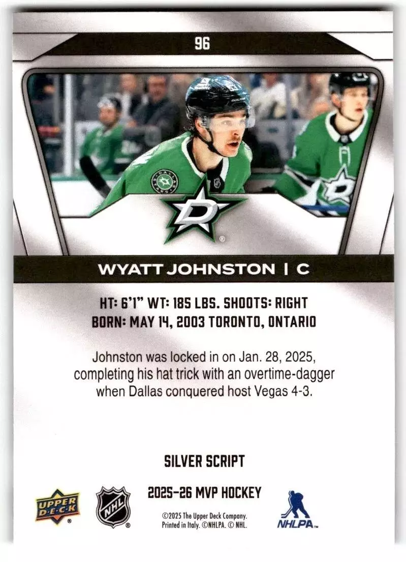 2025-26 Upper Deck MVP Silver Script #96 Wyatt Johnston 1