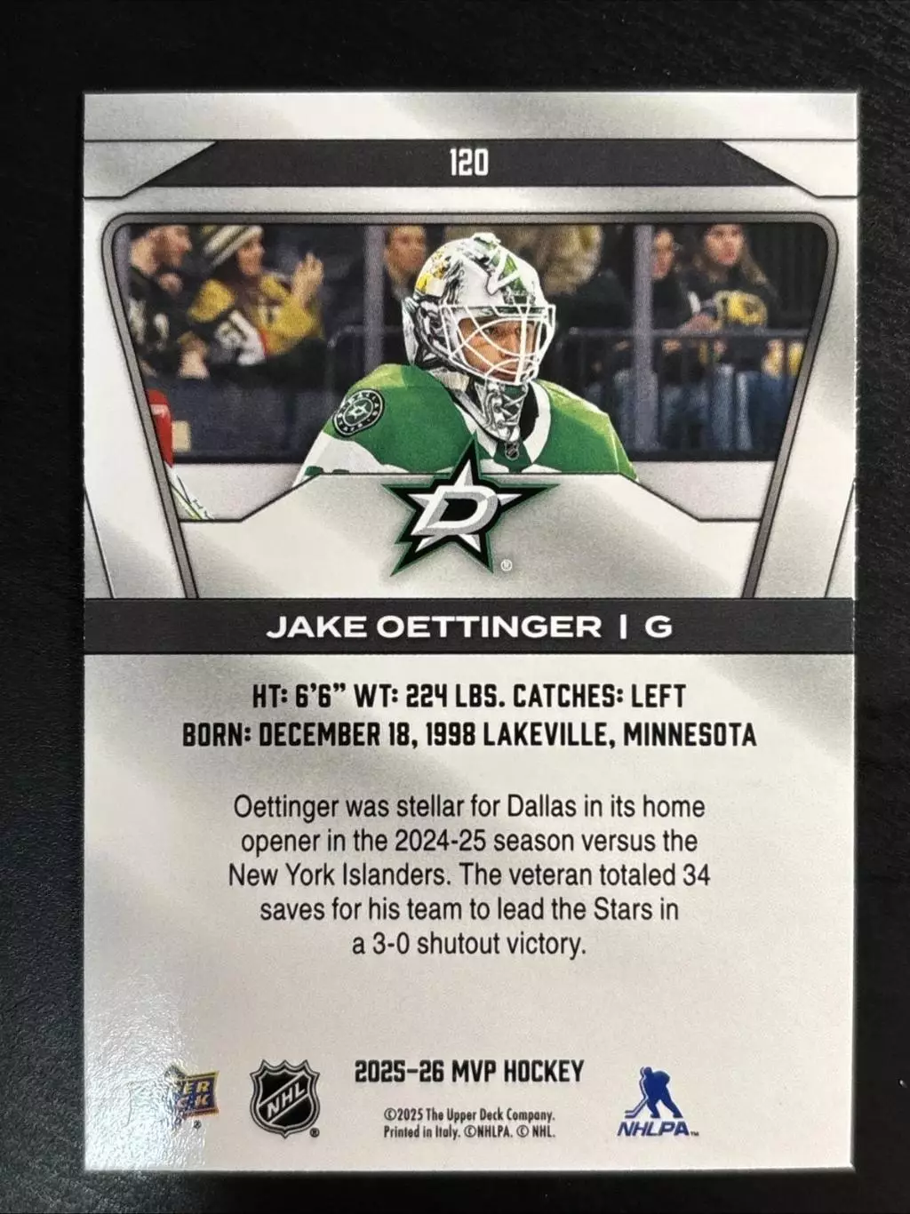 2025-26 Upper Deck MVP #120 Jake Oettinger 1