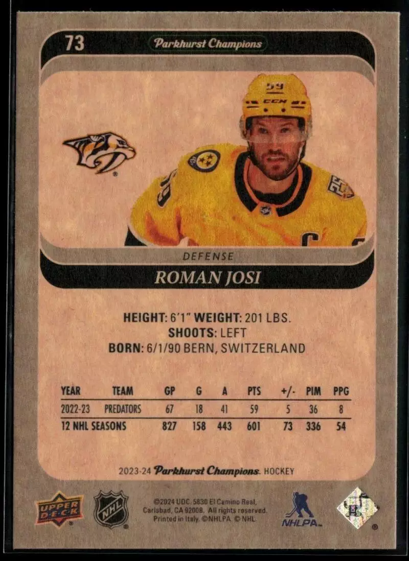 2022-23 Parkhurst Champions #210 Roman Josi 1