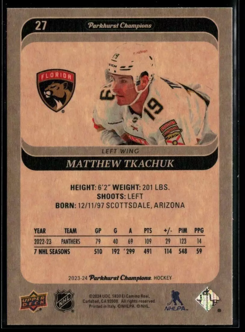 2022-23 Parkhurst Champions #207 Matthew Tkachuk 1