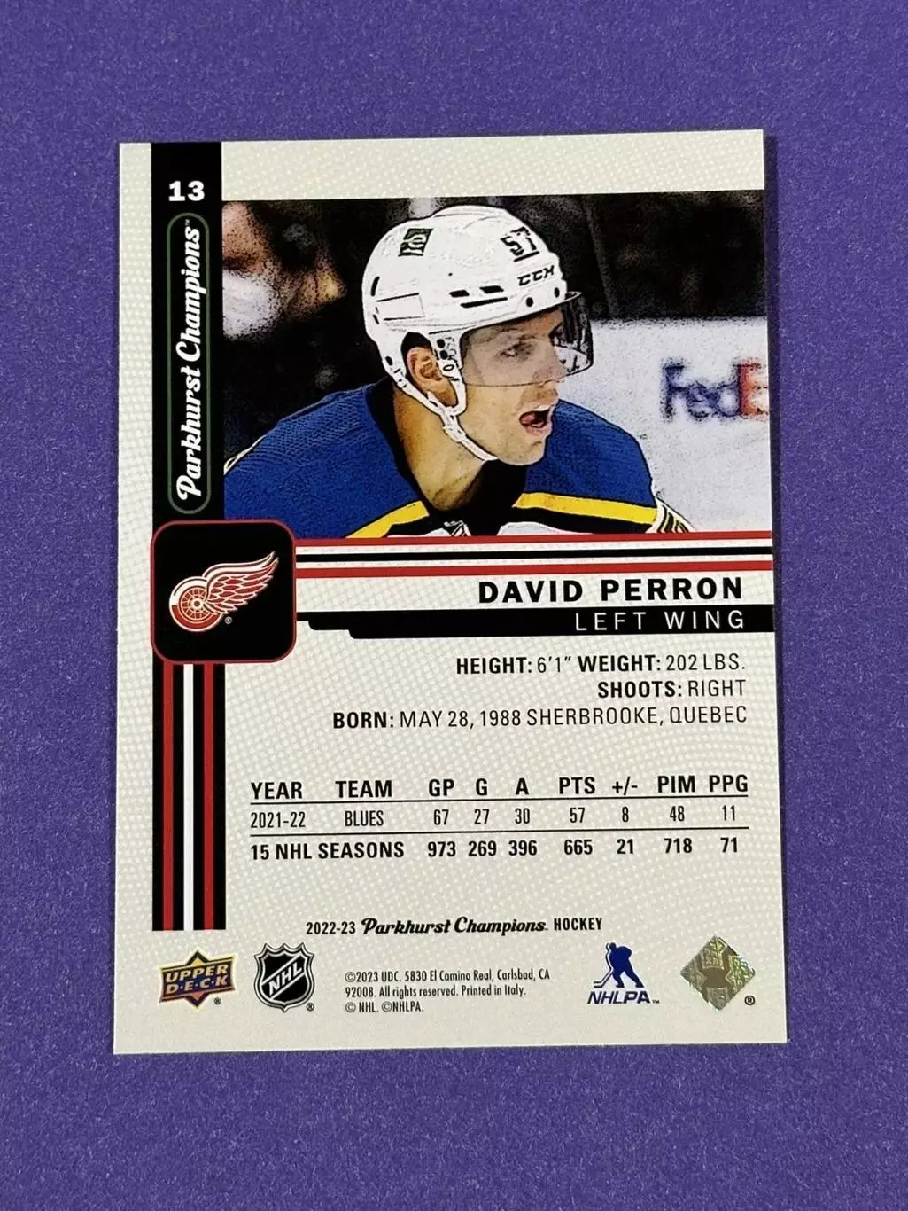 2022-23 Parkhurst Champions #13 David Perron 1