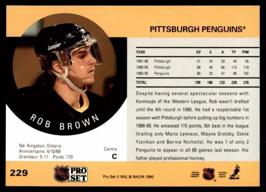 1990-91 Pro Set #229 Rob Brown 1