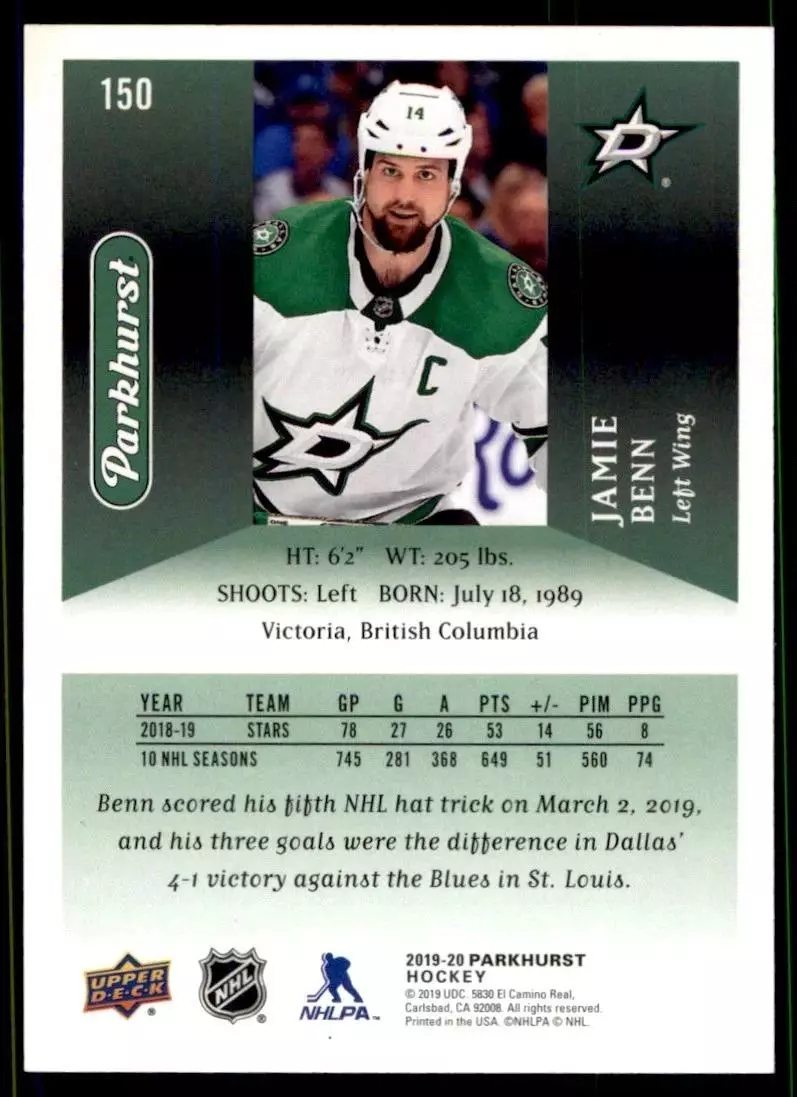 2019-20 Parkhurst #150 Jamie Benn 1