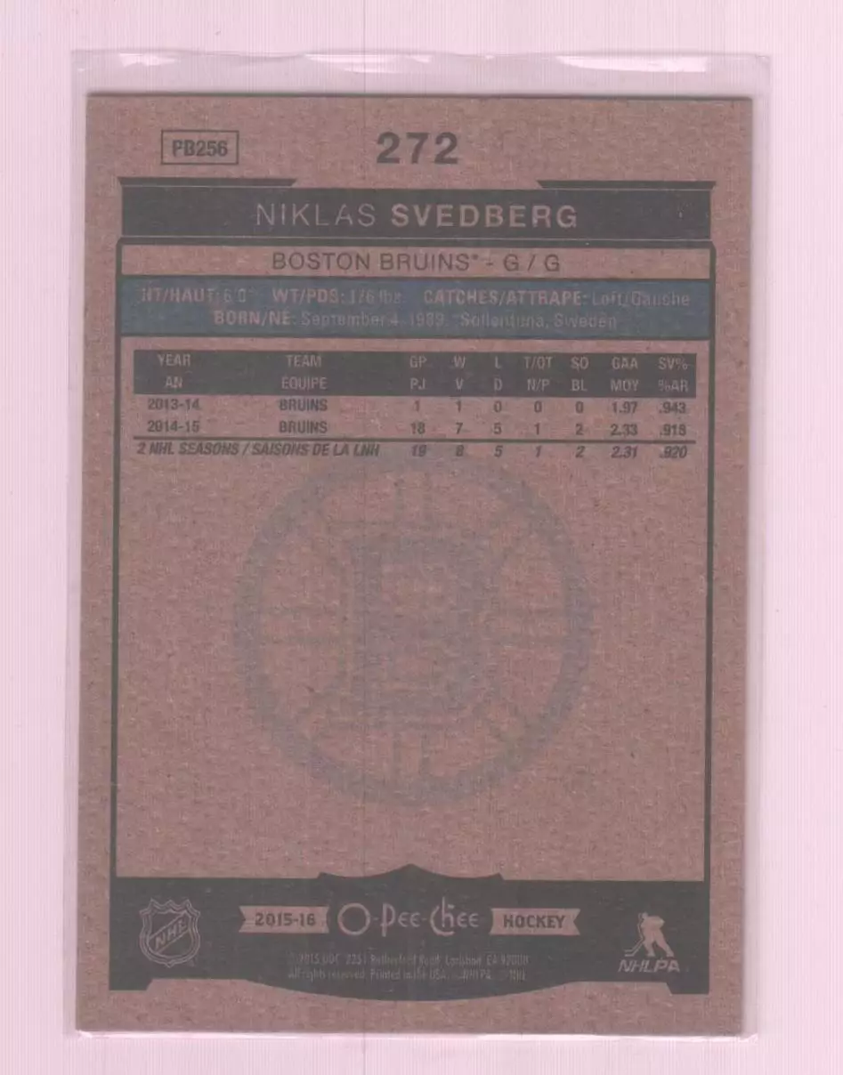 2015-16 O-Pee-Chee #272 Niklas Svedberg 1