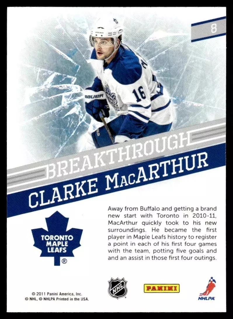 2011-12 Pinnacle Breakthrough #8 Clarke MacArthur 1