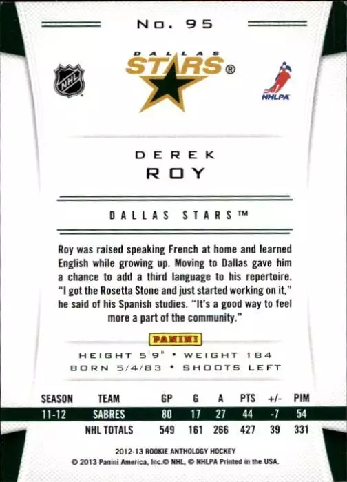 2012-13 Panini Rookie Anthology #95 Derek Roy 1