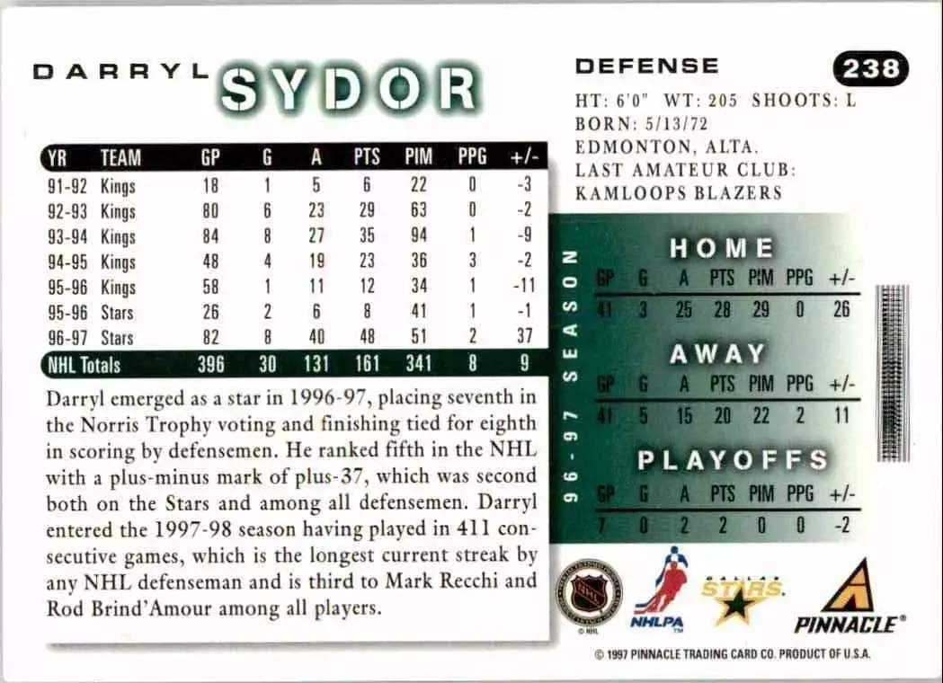 1997-98 Score #238 Darryl Sydor 1