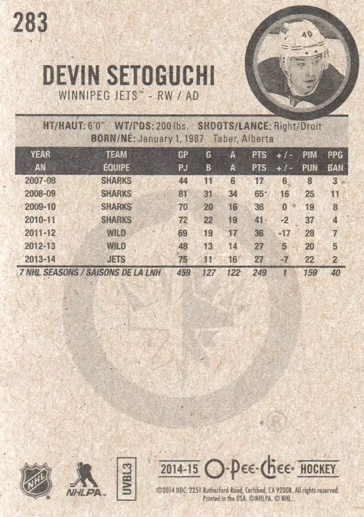2014-15 O-Pee-Chee #283 Devin Setoguchi 1