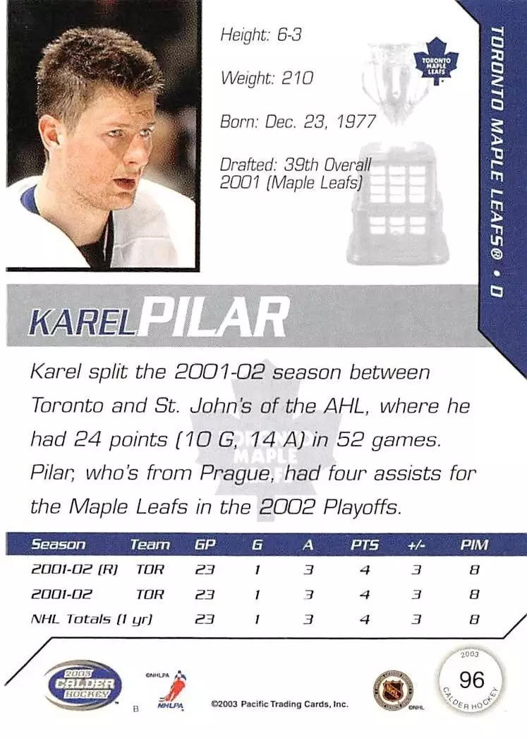 2002-03 Pacific Calder #96 Karel Pilar 1