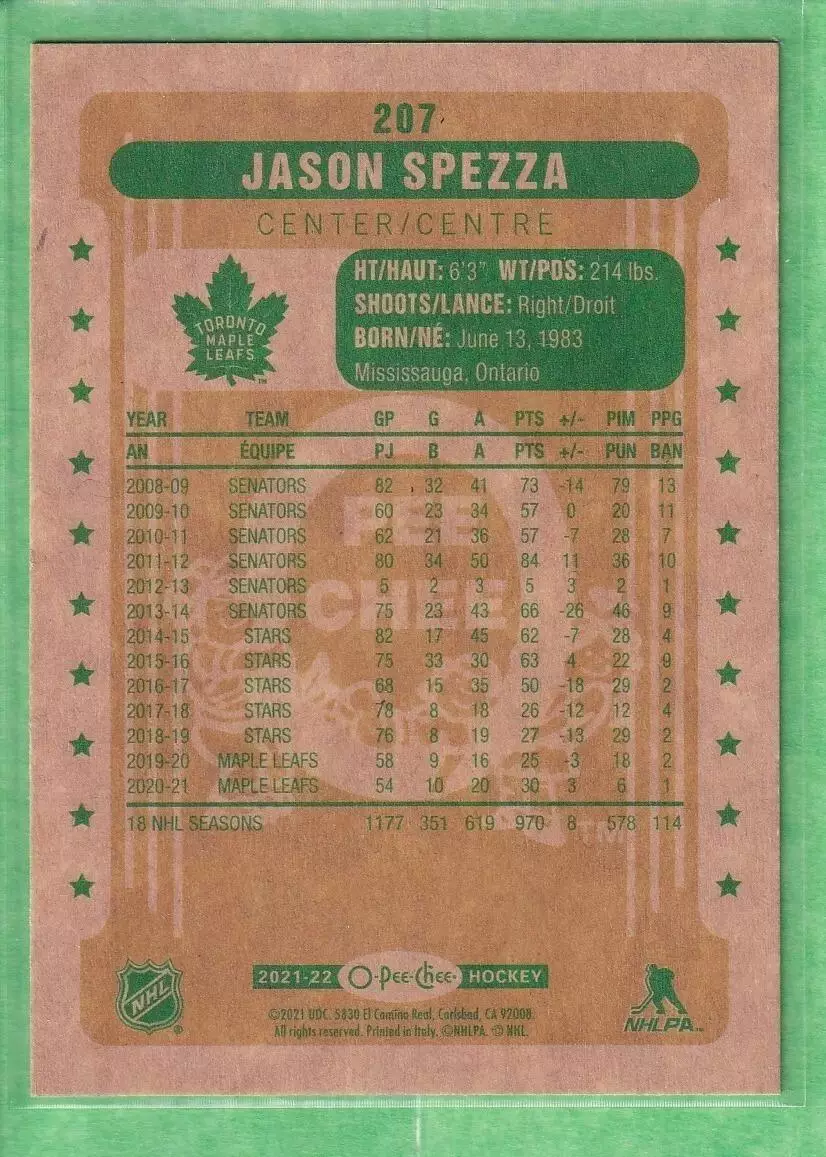 2021-22 O-Pee-Chee Retro #207 Jason Spezza 1