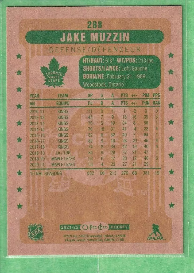 2021-22 O-Pee-Chee Retro #288 Jake Muzzin 1