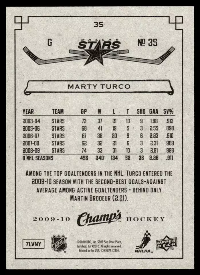 2009-10 Upper Deck Champ's #35 Marty Turco 1