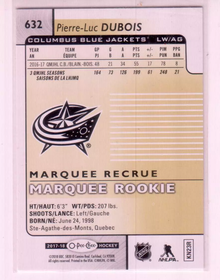 2017-18 O-Pee-Chee Rainbow #632 Pierre-Luc Dubois 1