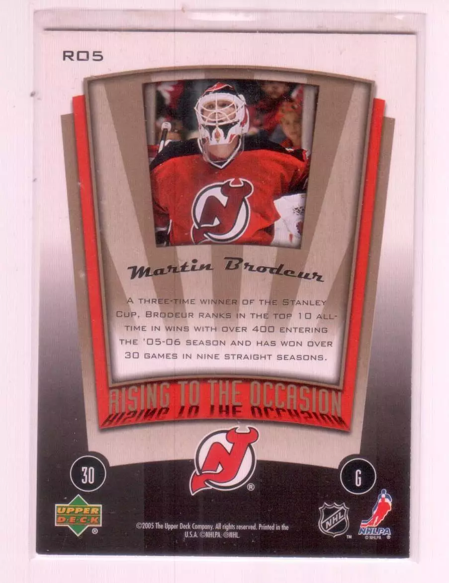 2005-06 Upper Deck MVP Rising to the Occasion #RO5 Martin Brodeur 1
