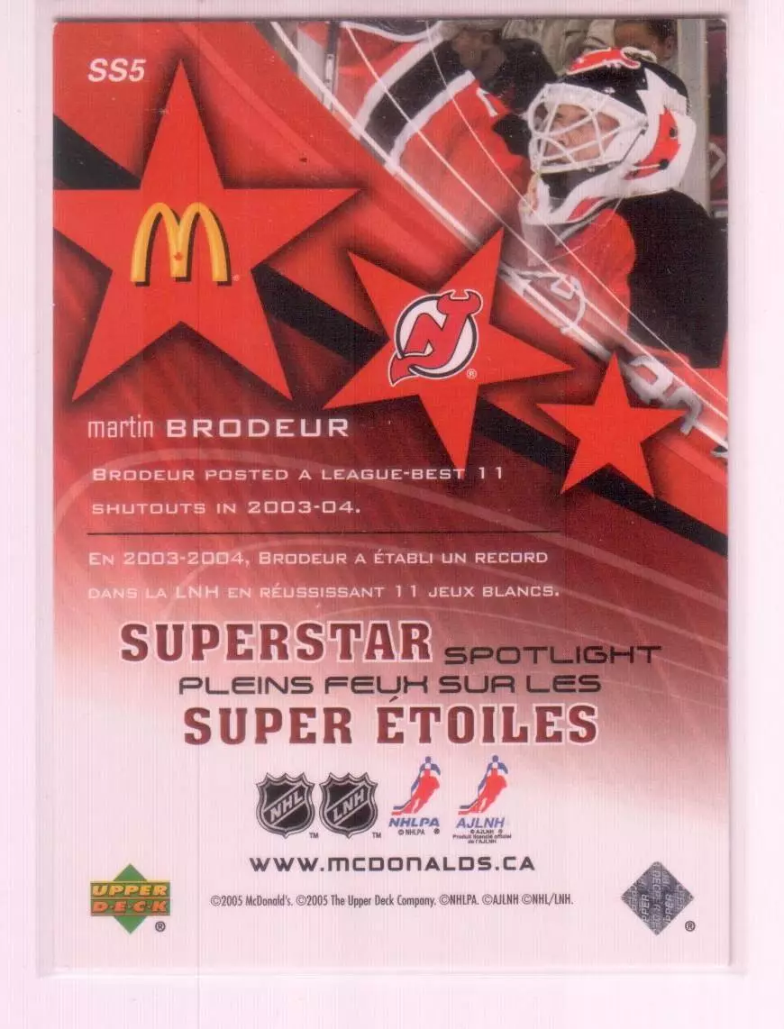 2005-06 McDonald's Upper Deck Superstar Spotlight #SS5 Martin Brodeur 1