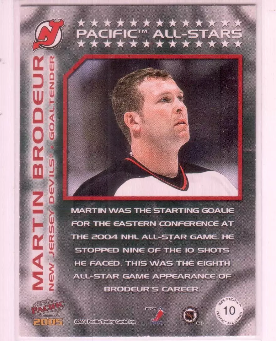 2004-05 Pacific All-Stars #10 Martin Brodeur 1