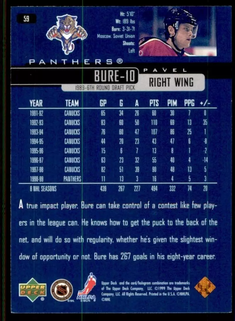1999-00 Upper Deck #59 Pavel Bure 1