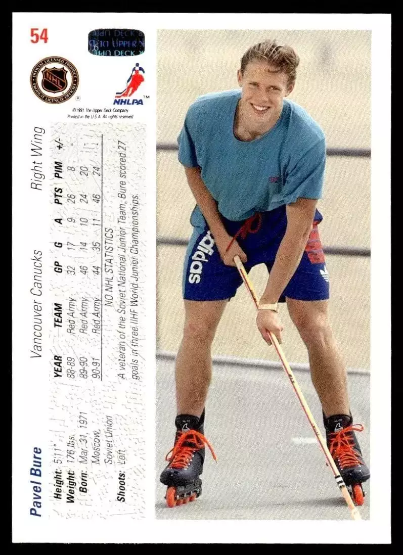 1991-92 Upper Deck #54 Pavel Bure 1
