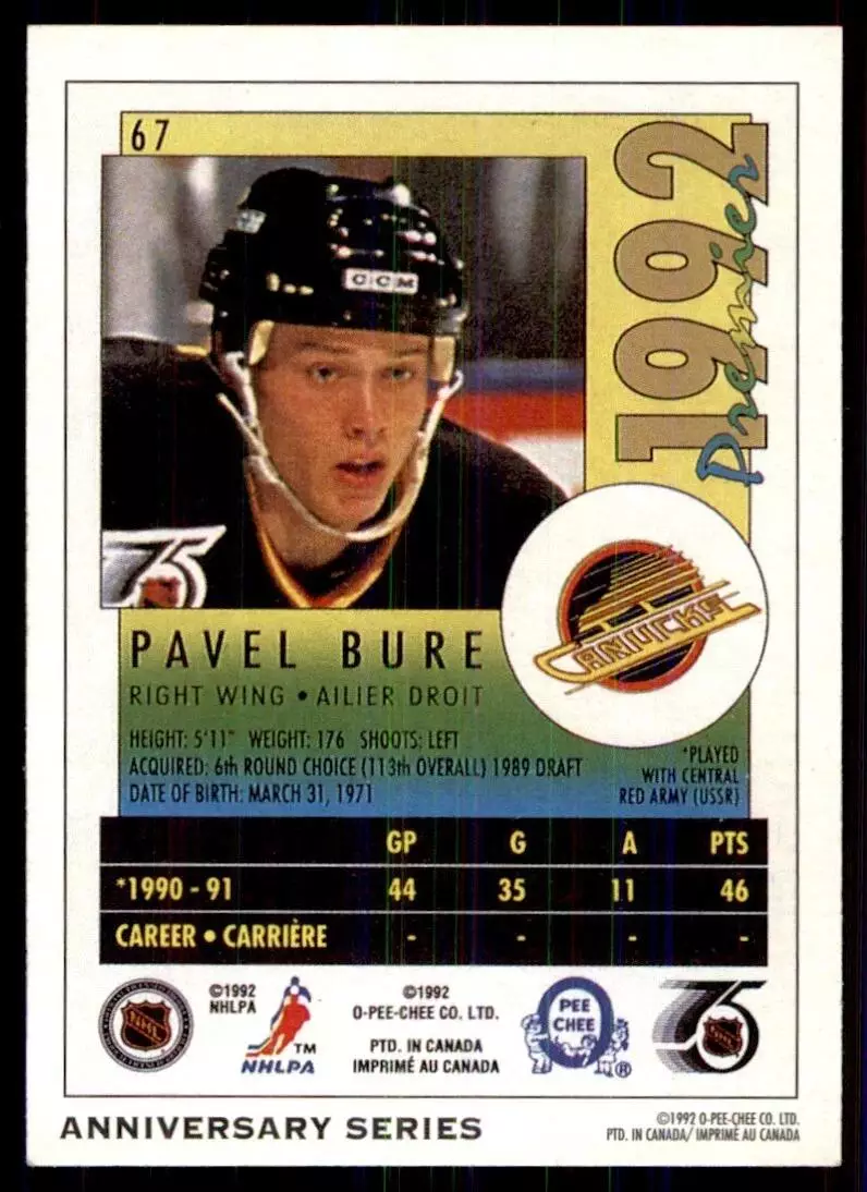 1992-93 O-Pee-Chee 25th Anniversary #25 Pavel Bure 1