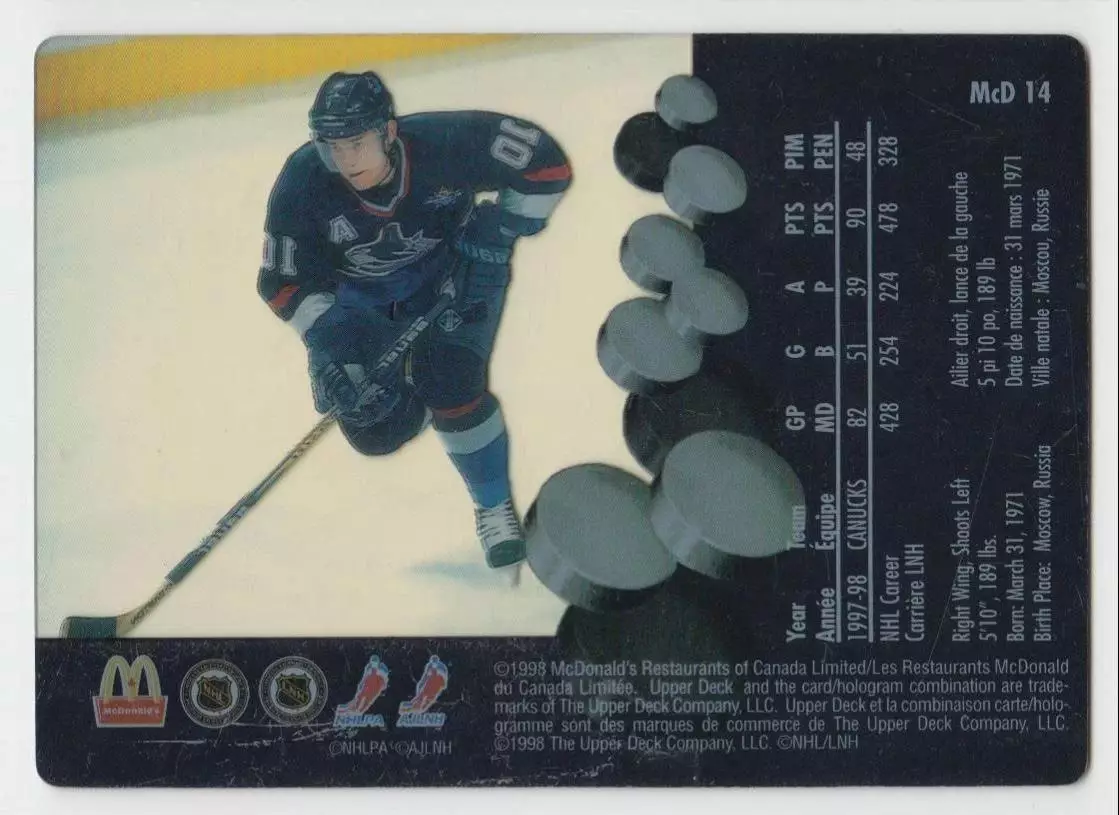 1998-99 McDonald's Upper Deck #14 Pavel Bure (пластик) 1