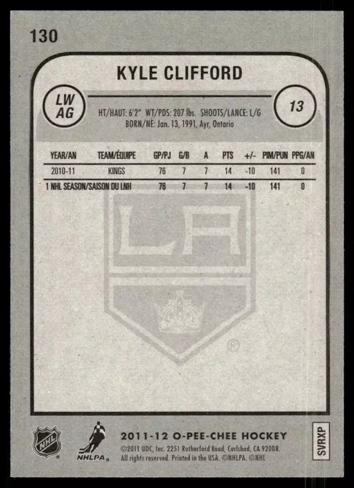 2011-12 O-Pee-Chee #130 Kyle Clifford 1