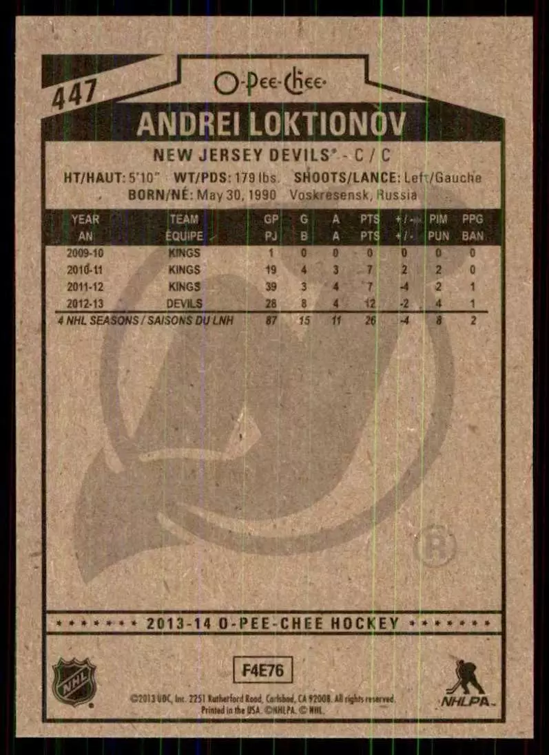 2013-14 O-Pee-Chee #447 Andrei Loktionov 1