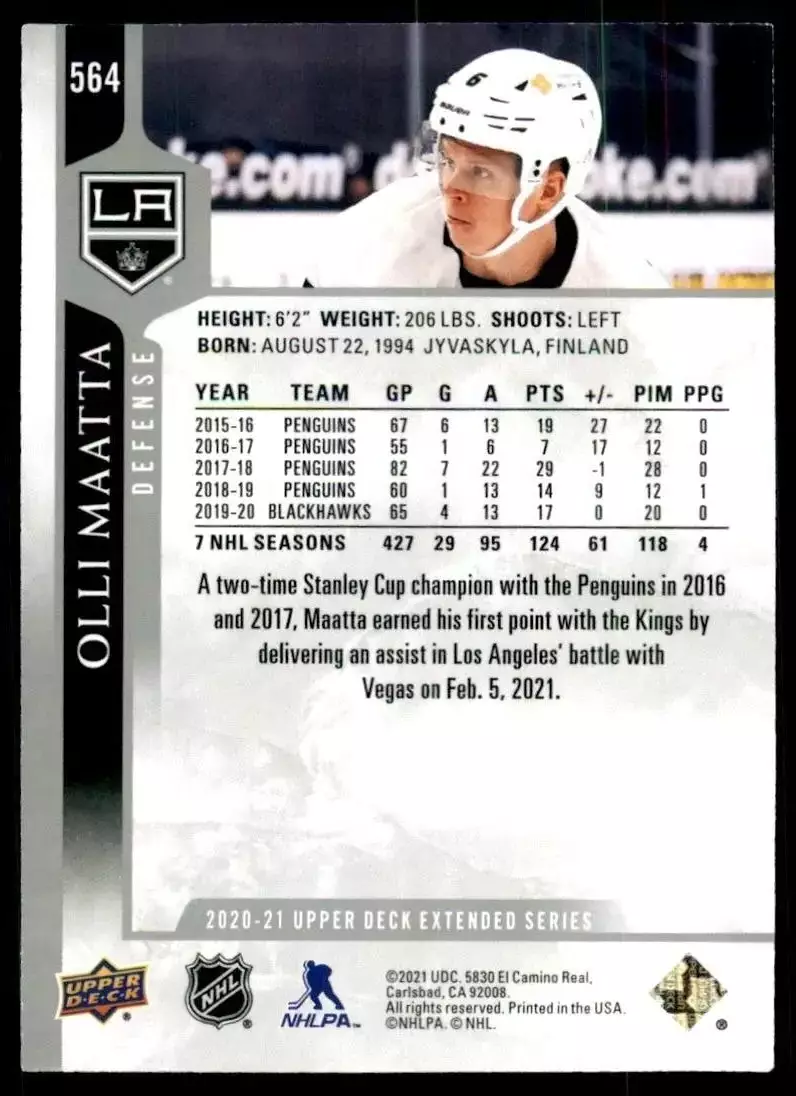 2020-21 Upper Deck #564 Olli Maatta 1