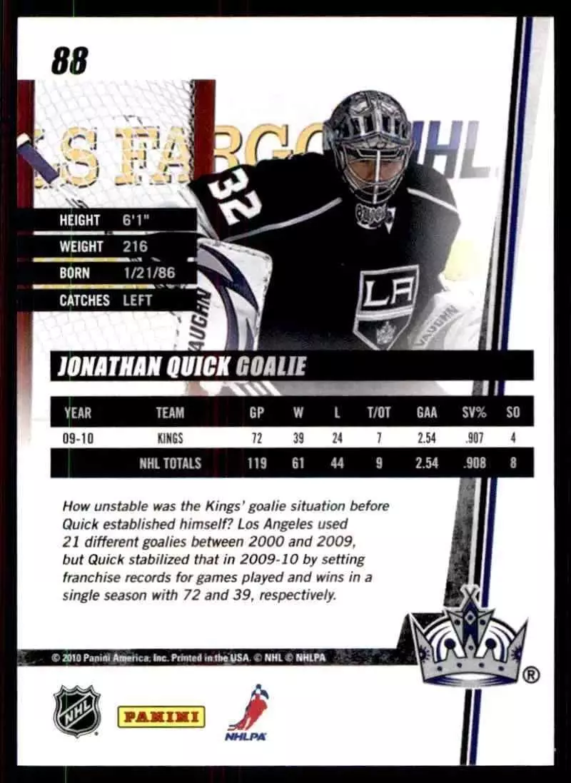 2010-11 Donruss #88 Jonathan Quick 1