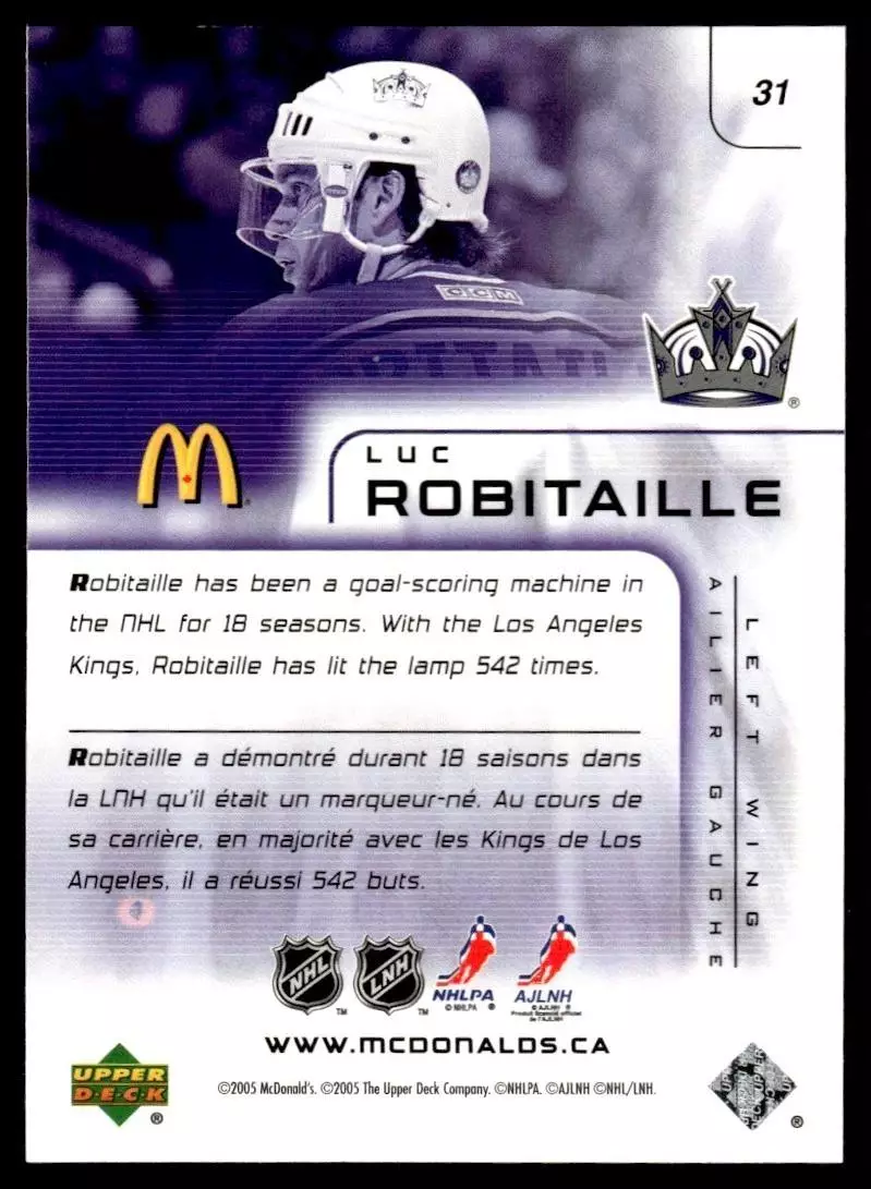 2005-06 McDonald's Upper Deck #31 Luc Robitaille 1