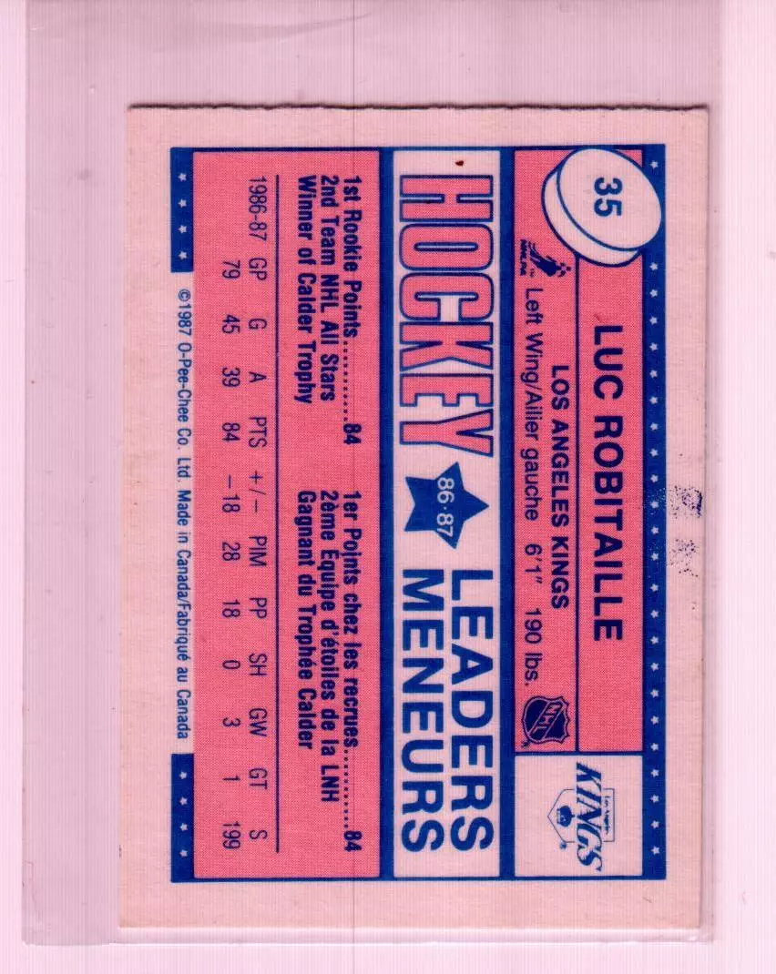 1987-88 O-Pee-Chee Minis #35 Luc Robitaille 1