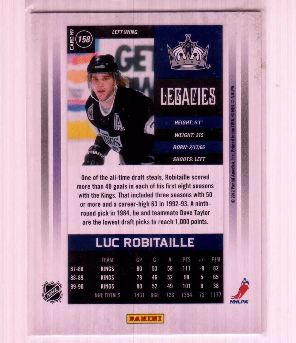 2011-12 Panini Contenders #158 Luc Robitaille CC 930\999 1