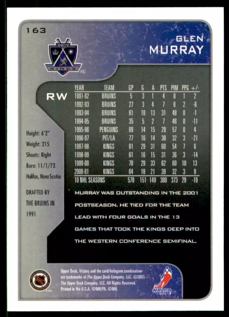 2001-02 Upper Deck Victory #163 Glen Murray 1