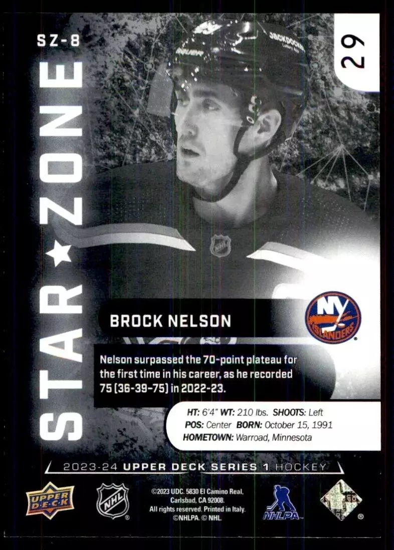 2023-24 Upper Deck Star Zone #SZ8 Brock Nelson 1