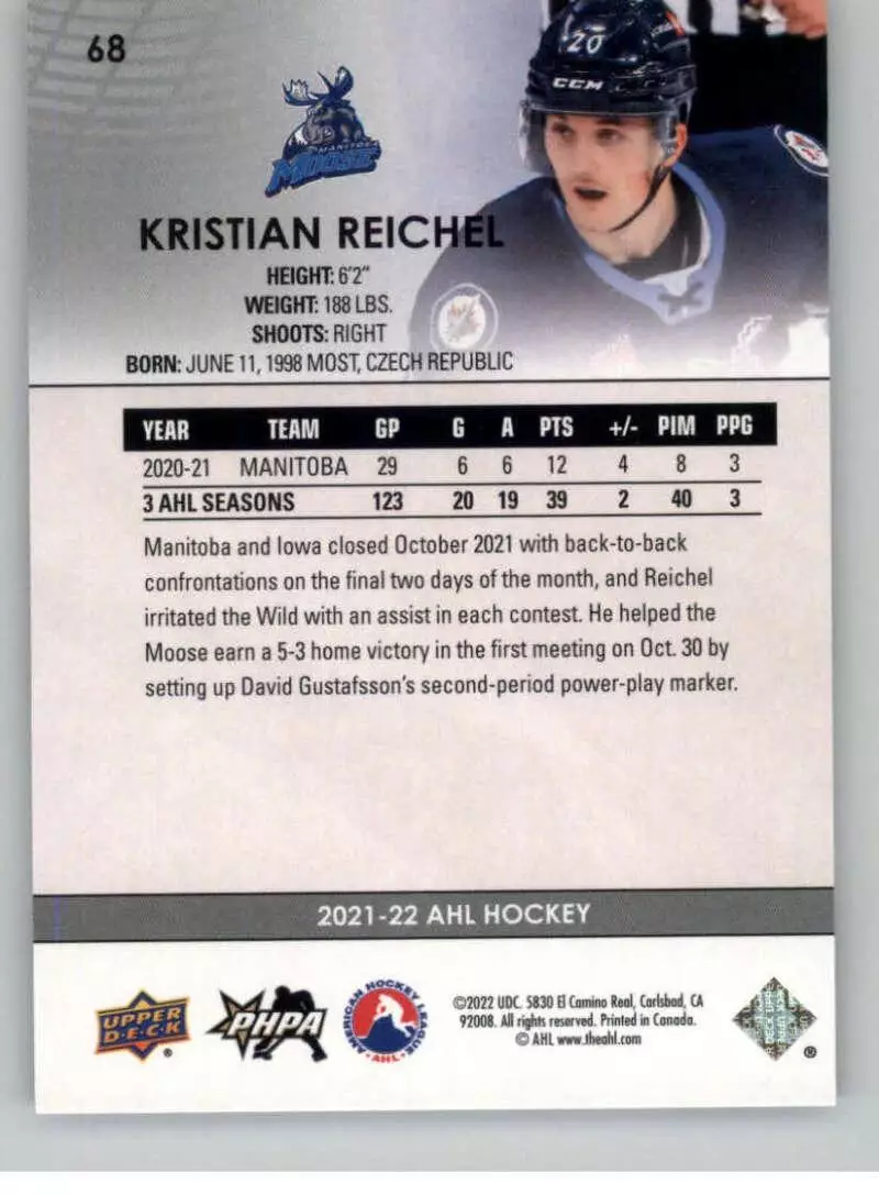 2021-22 Upper Deck AHL #68 Kristian Reichel 1