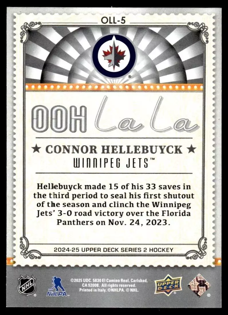 2024-25 Upper Deck Ooh La La #OLL5 Connor Hellebuyck 1