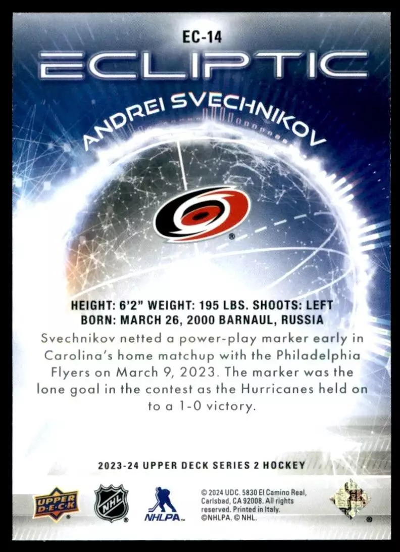2023-24 Upper Deck Ecliptic #EC14 Andrei Svechnikov 1