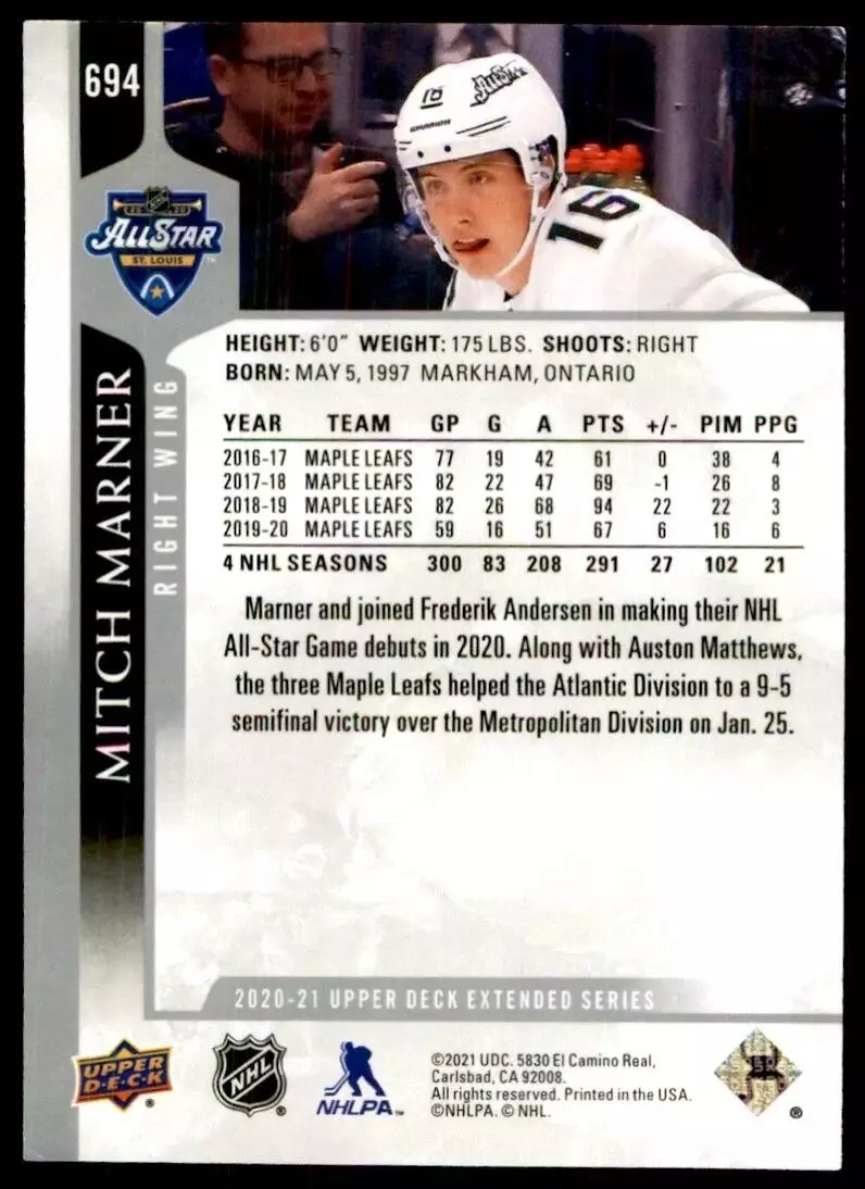 2020-21 Upper Deck #694 Mitch Marner AS 1