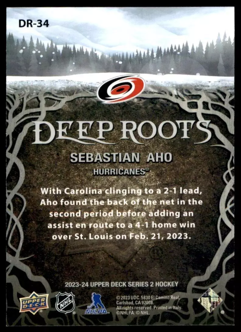 2023-24 Upper Deck Deep Roots #DR34 Sebastian Aho 1